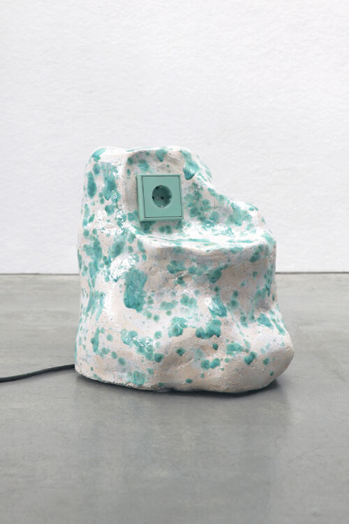 single glazed ceramic socket rock white and green speckled glaze by dutch invertuals
